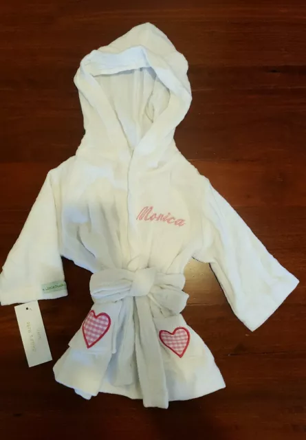 Baby Girl warm Dressing Gown / Bath robe Embroided ' Monica' White Size 1 BNWT