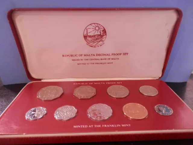 Malta 1977 Decimal Proof 9 Coin Set 50 Cents to 2 Mils Sealed CoA Cased