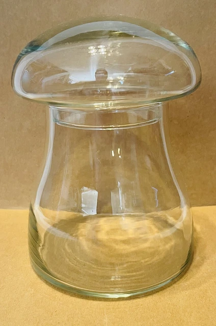 Libbey Mushroom Clear Glass Jar Terrarium Canister Vintage Crystal Creations Vtg