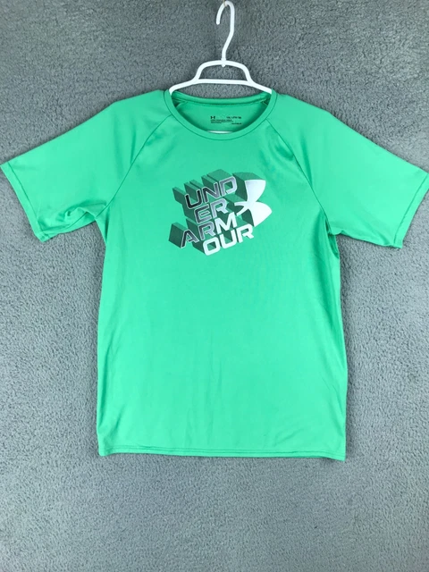 Under Armour Heat Gear Loose Fit Boys Short Sleeve Crew Neck Green T Shirt YXL