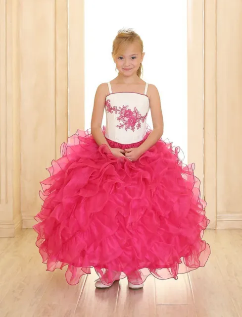 US Pageant Flower Girl Dress Kids Fancy Wedding Bridesmaid Gown Formal Dress Sz8