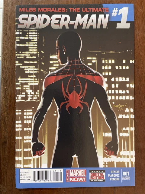 Miles Morales Ultimate Spider-Man 1 Second Printing variant Blue Header NM