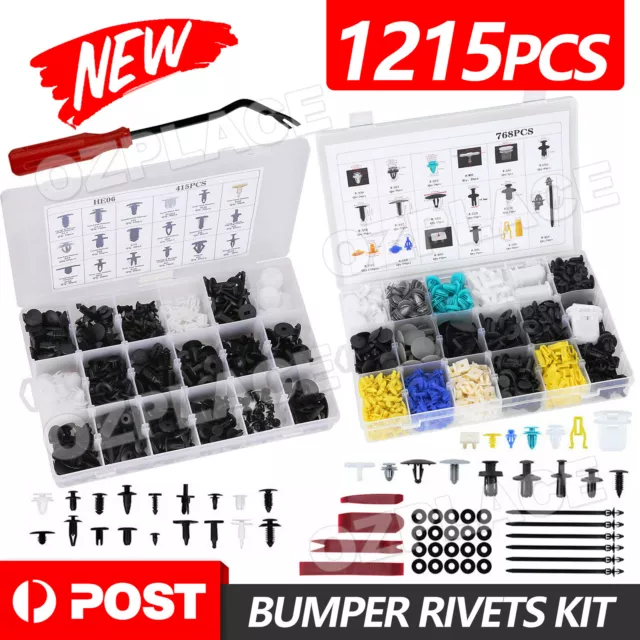 1215x Car Trim Clips Plastic Rivet Push Pins Panel Fastener Bumper Retainer Kit