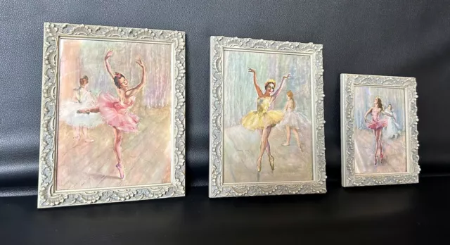 Set of 3 Framed Pal Fried Ballerina Art Prints in Pastel Shades