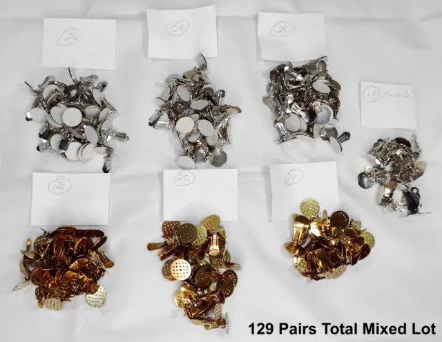 Lot 129 Pairs Mixed Type Clip On Earring Findings Blanks Vintage DIY Jewelry