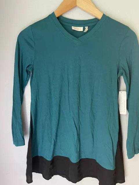 LOGO Littles NWT Lori Goldstein Girls Long Sleeve V-Neck Top Pockets Size L 10