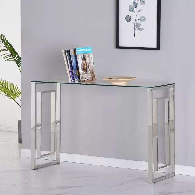Glass Table Coffee Console Side End Living Room Furniture Mirror Chrome Finish 2