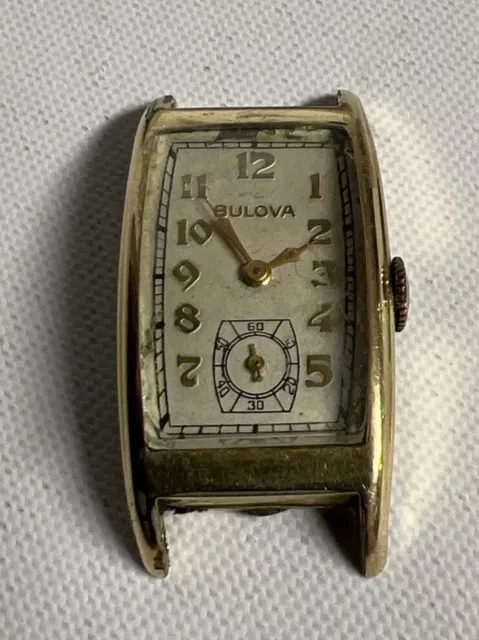 WORKING Vintage Art Deco Bulova Mens 10K GF Curvex Watch Long Case