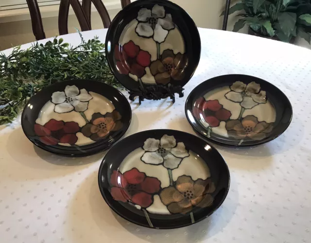 Vintage 2 Mikasa Gourmet Basics “Poppies” Stoneware SALAD PLATES Multiples EC