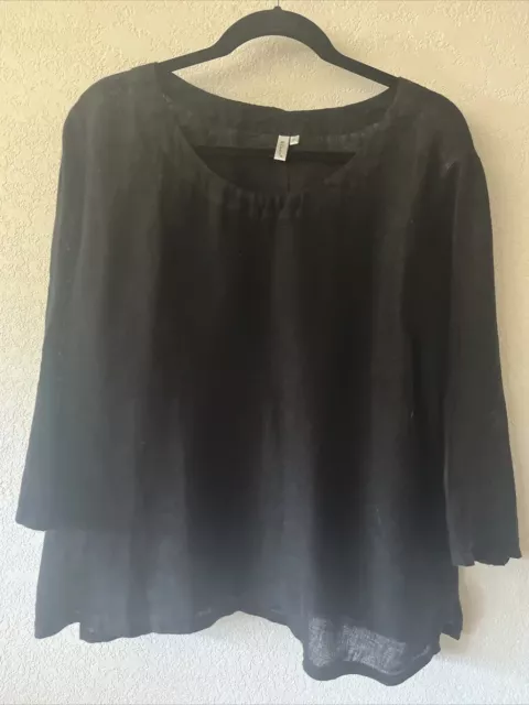 Kleen black Woven Very Light Weight Linen Long Sleeve Aline Tunic Women’s Sz XL