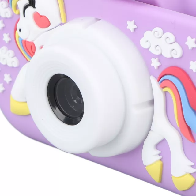 (Purple)Digital Camera Toy Cute Shell 1080P Dual Lens Rechargeable Kids Video
