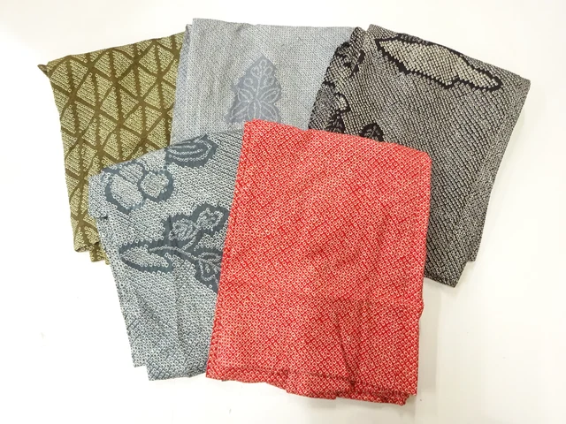 45334# Japanese Kimono / Antique Haori / Set Of 5 / All Shibori