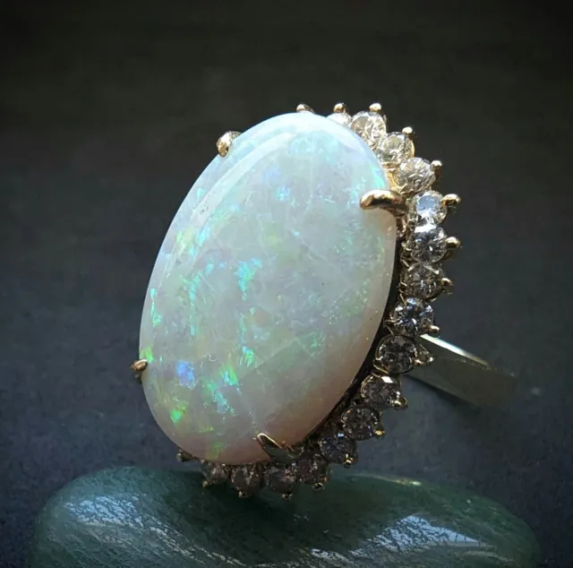 Vintage Entourage Opal Diamant Designer Ring 14k 585 Gold Cocktailring RG 59 3