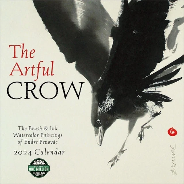 THE ARTFUL CROW 2024 Calendar Brush & Ink Watercolor Paintings by