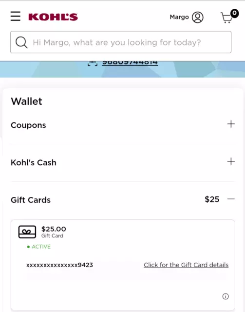 Virtual $25 Kohl's gift card