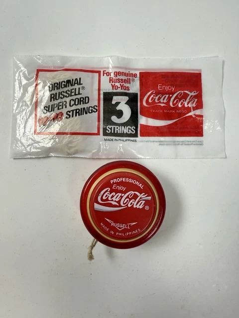Coca-Cola Russell Yo-Yo ストリング付き Vintage Coca Cola Yoyo Russel Gold & Original Books Strings