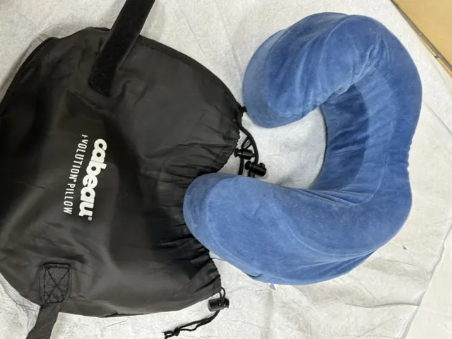 Cabeau Evolution Travel Neck Pillow Memory Foam Blue w Travel Case