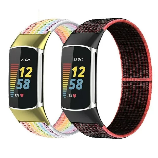 Watch Strap Wristband Replacement for Fitbit Charge 5&Charge 6 Nylon Fabric Band