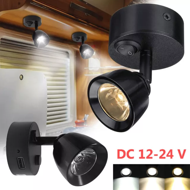 12-24V RV LED Lampe Dimmbar Leselampe Bettleuchte Wandleuchte mit USB Anschluss