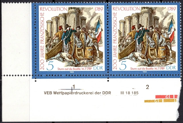 DDR 1989 Mi.Nr. 3258 ** postfrisch Eckrand mit DV Druckvermerk