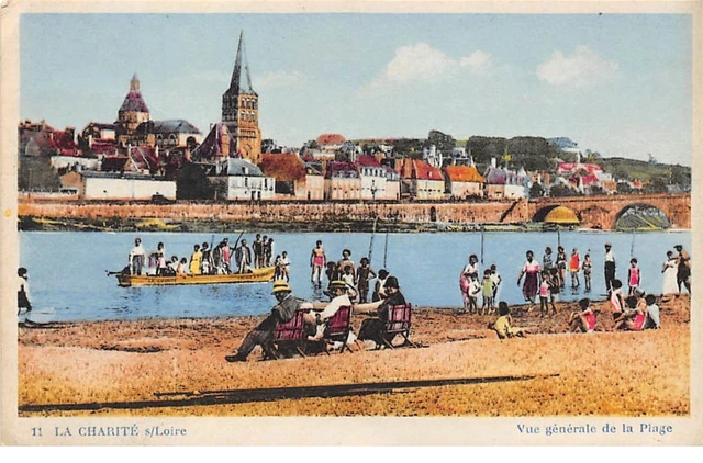 58 .n° 108599 . la charite sur loire . vue generale de la plage .
