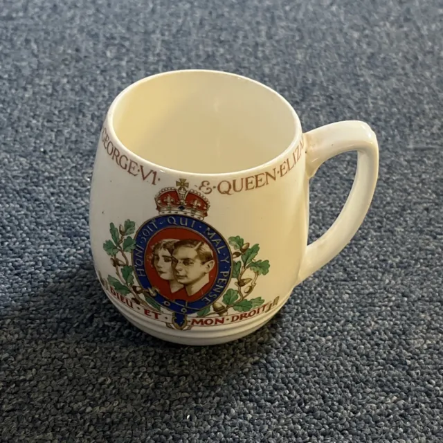 Vintage 1937 Coronation King George VI & Queen Elizabeth Solianware Mug