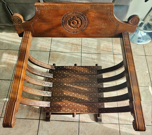 SEDIA SAVONAROLA INTARSIATA pieghevole antica EUR 249,00 PicClick IT