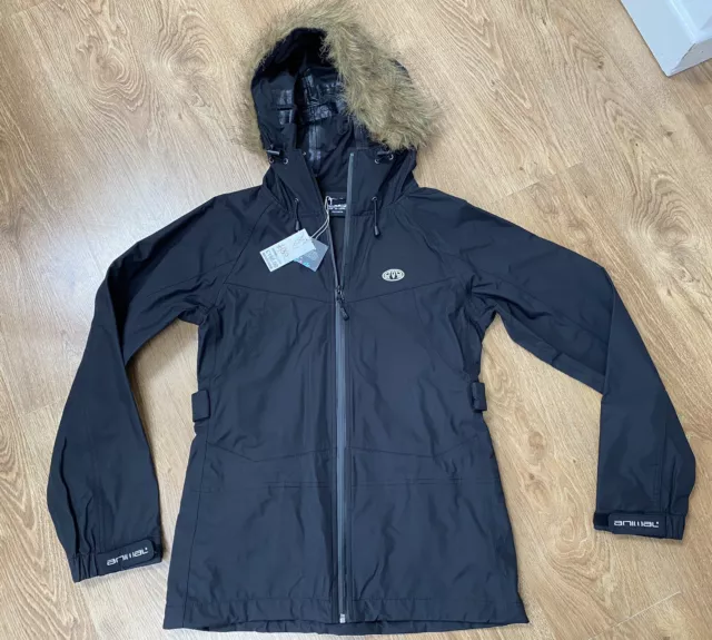 Ladies Black Animal Ski Coat/Jacket Size Uk 10 Medium, New Condition With Tags