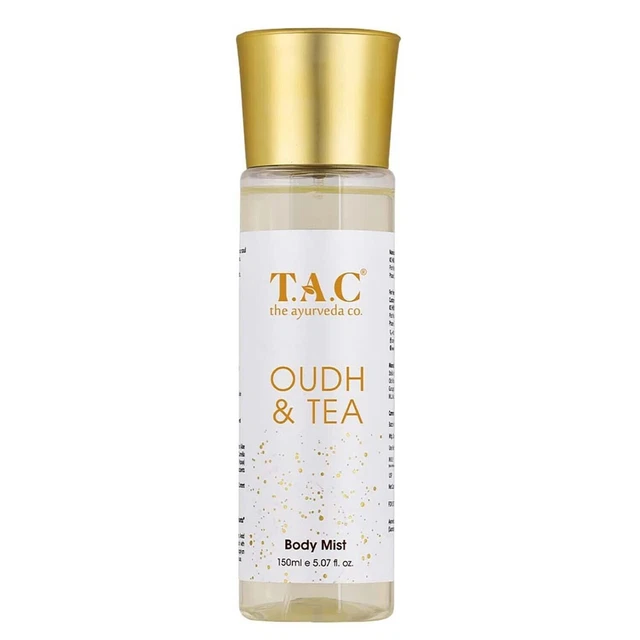 TAC - The Ayurveda Co. Oud Body Mist para notas cálidas, almizcleras y refrescantes 150 ml