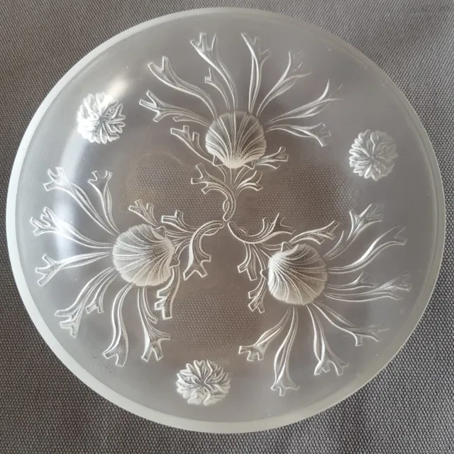 1930s Art Deco Sabino Frosted Clear Glass Dish Bowl Seaweed Sea Shells Verlys