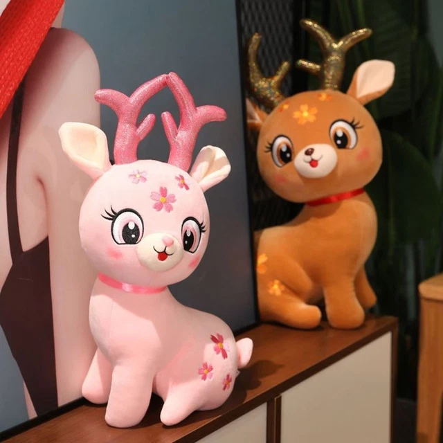 Pink Brown Deer Plush Toys Cotton Plush Pillow Toy  Stress Release