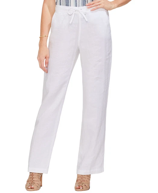 Vince Camuto Women's Linen Drawstring Wide-Leg Pants (Ultra White, X-Large)