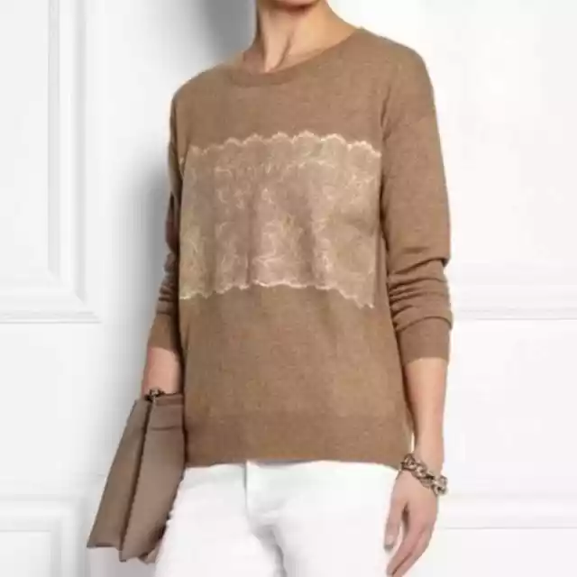 J. CREW Needle Punch Lace Wool Blend Crewneck Sweater Size Small