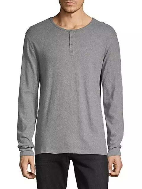 Vince Men's Gray Heavy Slub Henley Long Sleeve  Size Small S -Shirt