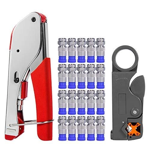 Coax Cable Crimper, Coaxial Compression Tool Kit Wire Stripper Updated Module