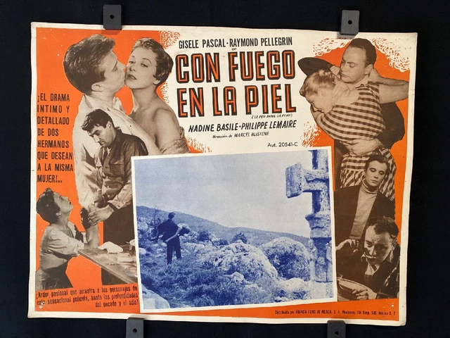 1954 Le Feu dans la peau GISELE PASCAL France Authentic MEXICAN LOBBY CARD 16x12