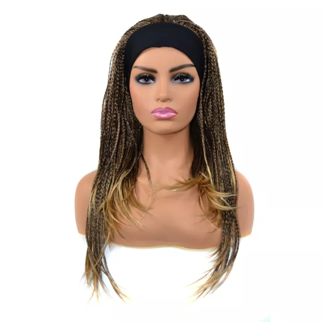 Micro Box Braids Wigs with Headband for Women Synthetic Full Head Braid Wrap Wig