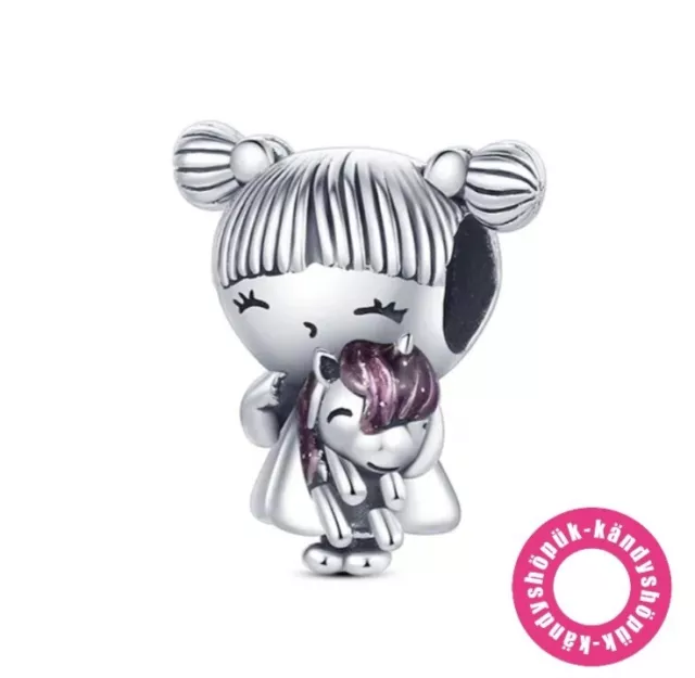 Little Girl Unicorn Charm Bead For Bracelet S925 Sterling Silver