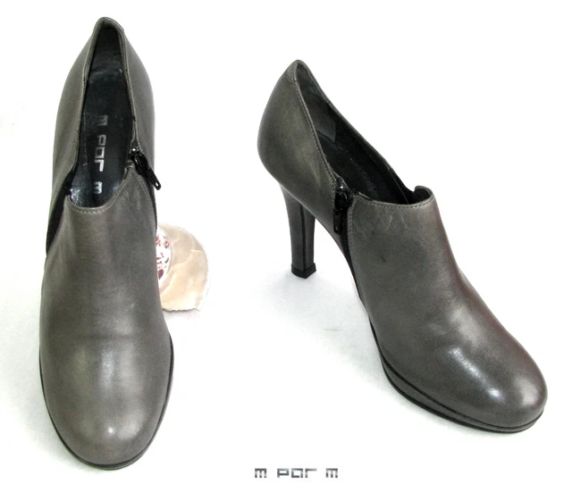 M Par M - Bottines Low Boots Talons 10 Cm Tout Cuir Gris  40 - Excellent Etat