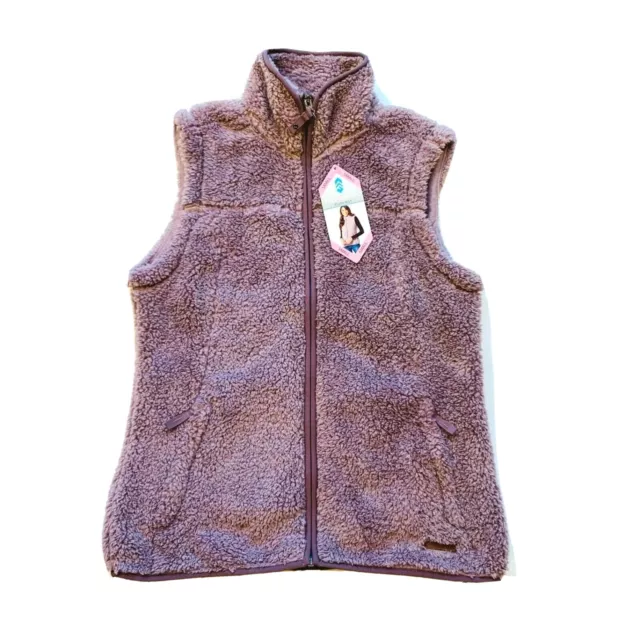 NWT Free Country Plush Fleece Vest Full Zip High Pile Double Faced Dusty Rose S