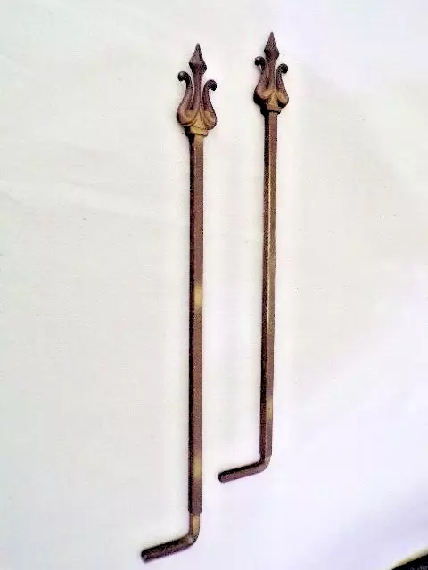 Art Deco Swing Arm Adjustable Curtain Rods - All original  fancy fleur-de-lis