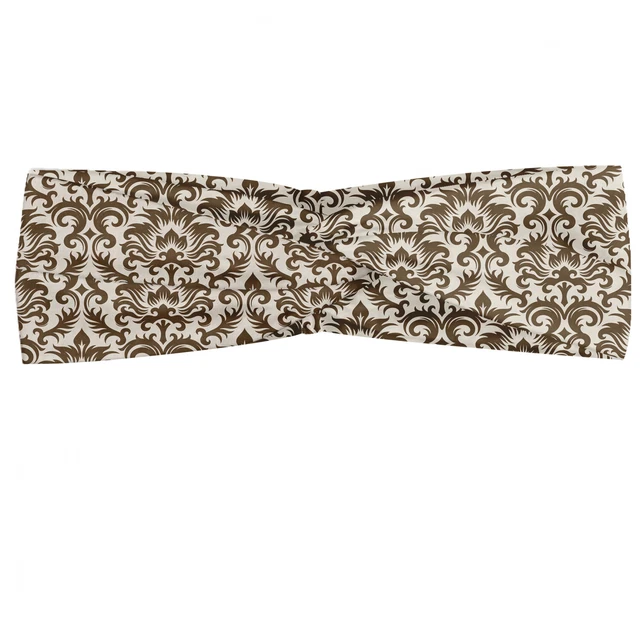 Ambesonne Damask Pattern Headband Elastic Soft Women's Bandana for Daily Use