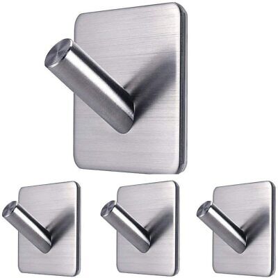 Stainless Steel Robe Towel Wall Hooks Self Adhesive Brushed Finished 4 Pieces