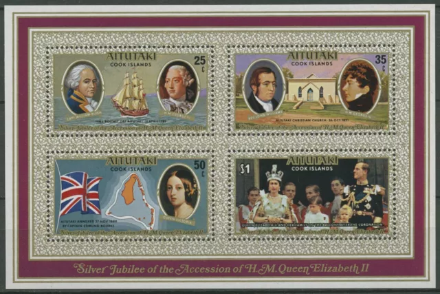 Aitutaki 1977 Königin Elisabeth II. Thronjubileum Block 15 postfrisch (C60497)