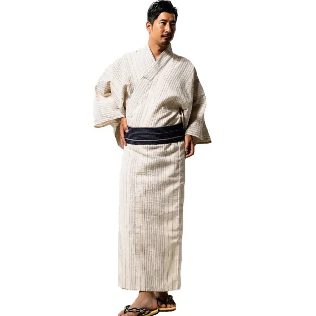 Men's Yukata,with obi, One-touch obi, 2-piece set