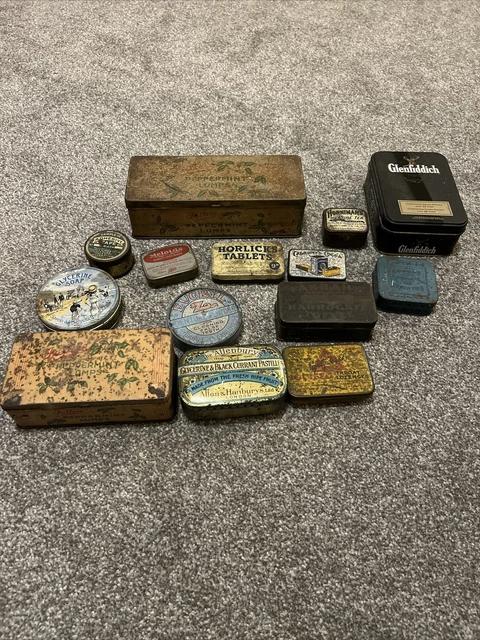 Vintage Tin Bundle X 14. Chemist Tins, Food Tins