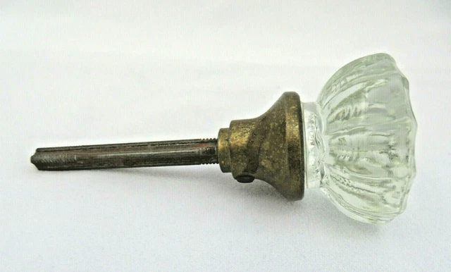 Antique Vintage 12 Point Glass Door Knob Handle Hardware w/ Spindle