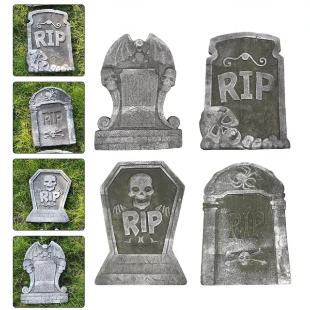 4 Pcs Simulated Tombstone Foam Yard Fake Headstone Halloween Decorations