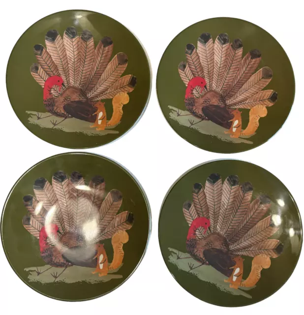 Pottery Barn Kids Turkey And Squirrel Thanksgiving Melamine Plates Set Of 4