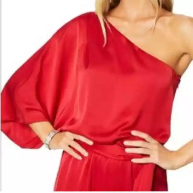 Ramy Brook Jumpsuit Tessa One Shoulder Half Sleeve Red Size Large 3